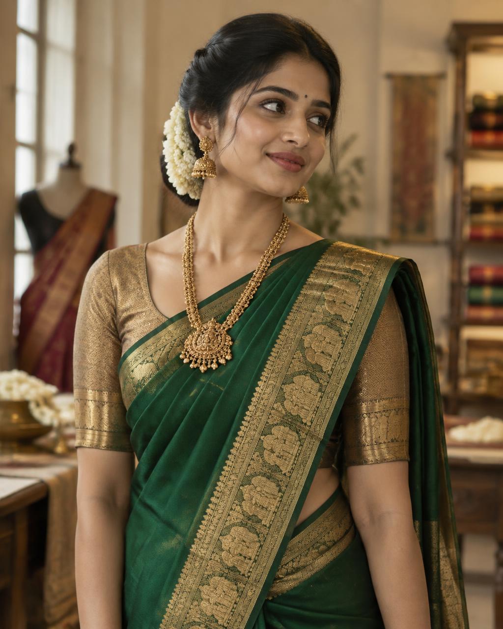 Emerald silk saree